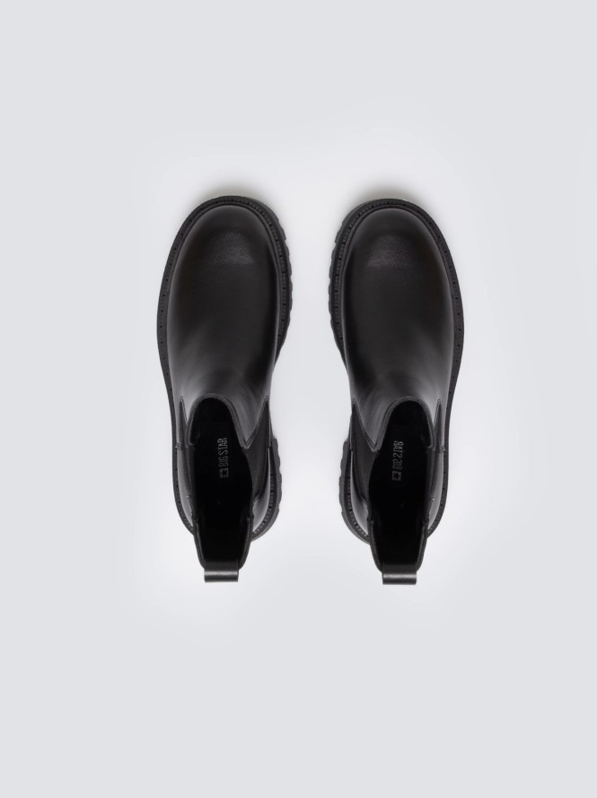 Botki damskie ze skóry naturalnej czarne SS274314 906