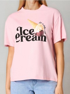 Bawełniana koszulka z nadrukiem - różowy