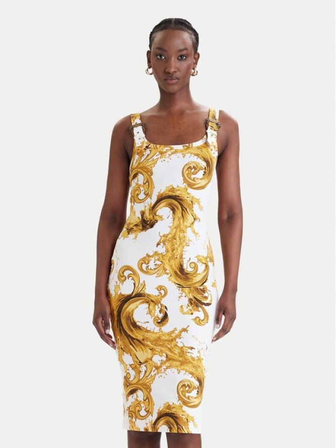 Versace Jeans Couture Sukienka codzienna 80HAO943 JS550 Biały Slim Fit