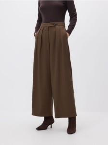 Spodnie z szeroką nogawką - brązowy