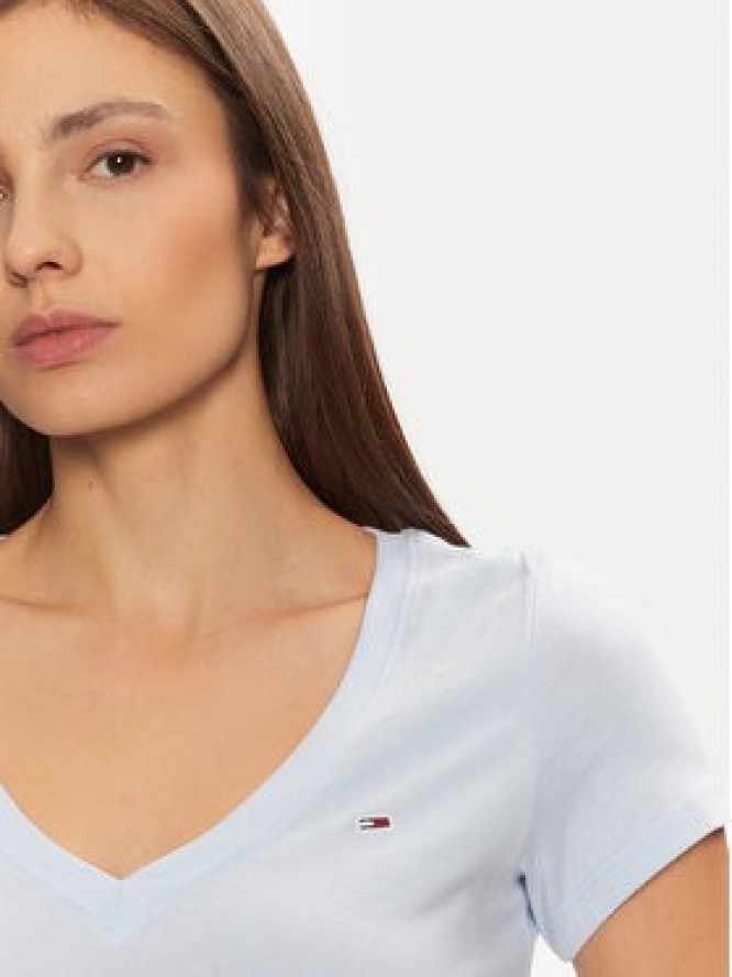 Tommy Jeans T-Shirt DW0DW20458 Błękitny Slim Fit