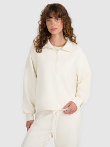 4F Bluza dresowa nierozpinana bez kaptura damska - beżowa S