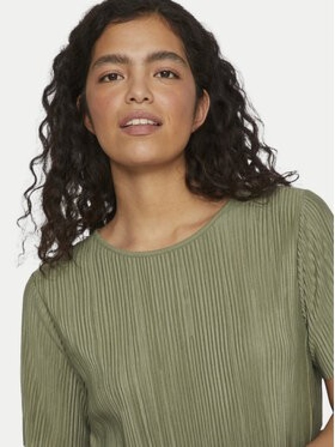 Vila T-Shirt Plisa 14089481 Zielony Regular Fit