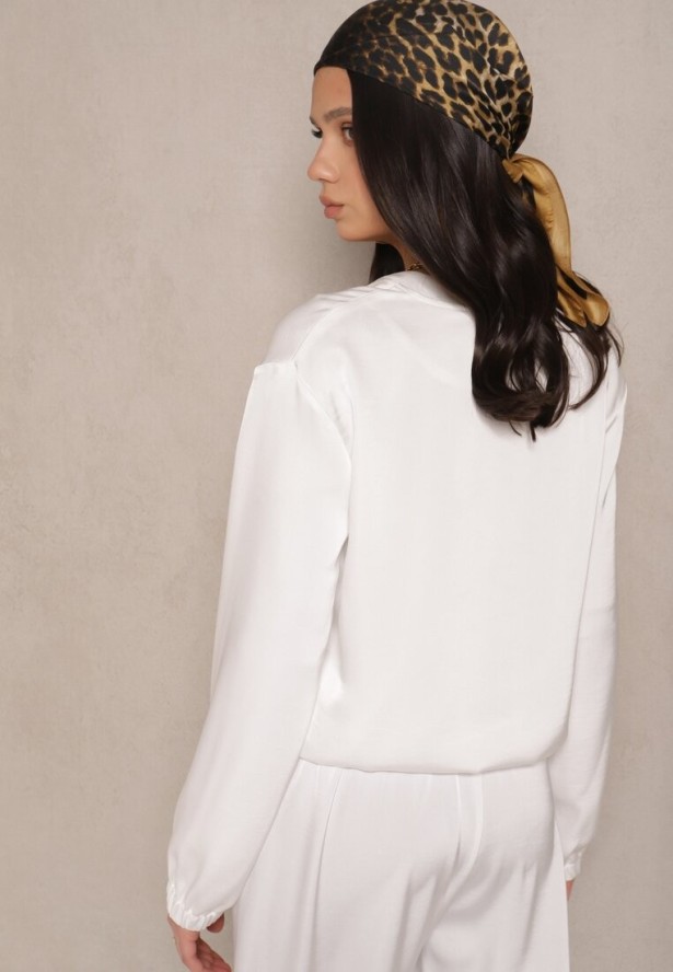 Biała Rozpinana Kurtka w Stylu Bomberki z Wiskozą z Satyny Ulainia