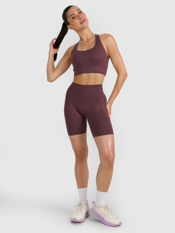 4F Legginsy kolarki treningowe bezszwowe damskie - brązowe M/L