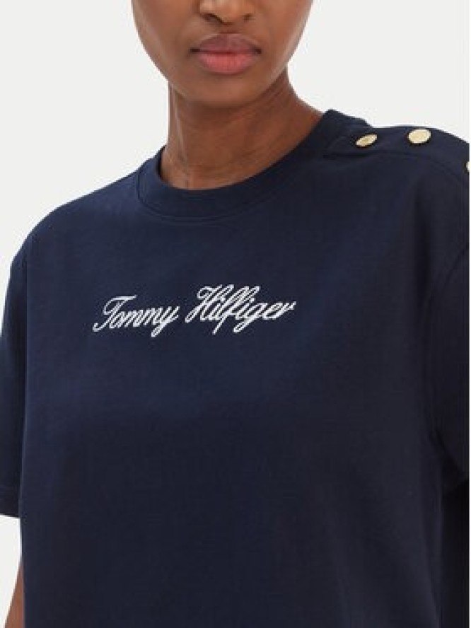 Tommy Hilfiger T-Shirt Script WW0WW47819 Granatowy Regular Fit
