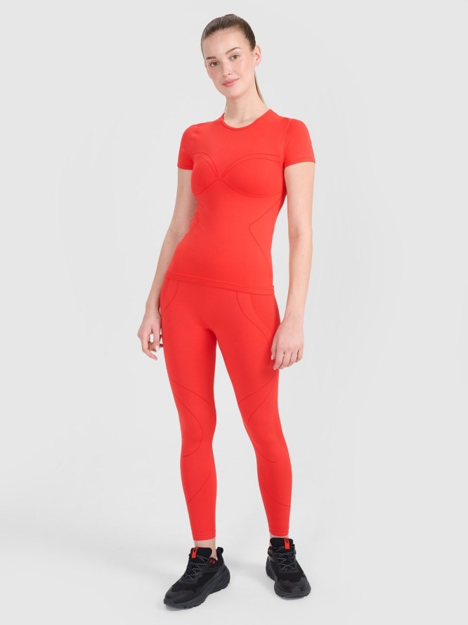 4F Koszulka treningowa slim bezszwowa damska - czerwona XS/S