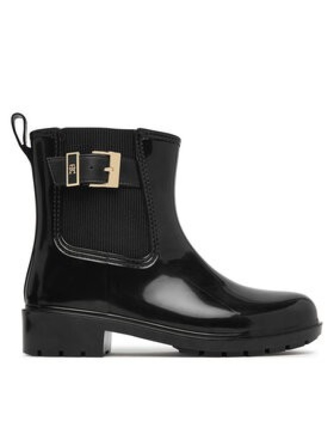 Tommy Hilfiger Kalosze Th Buckle Glossy Ankle Rain Boot FW0FW09543 Czarny
