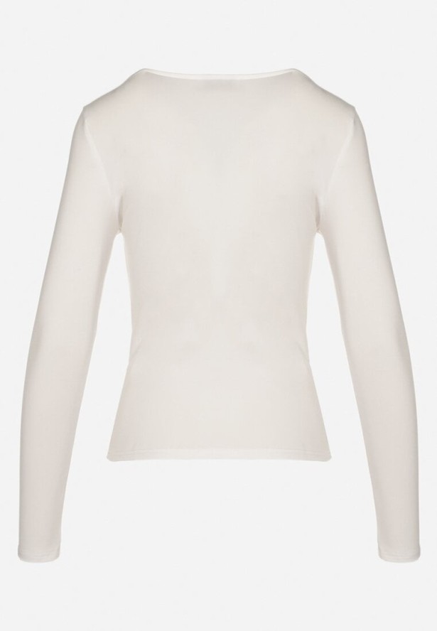 Biała Bluzka z Wiskozą Asymetrycznym Dekoltem Tatielis