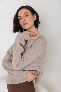 WEŁNIANY KARDIGAN GRACE BEŻOWY One size - Flawless