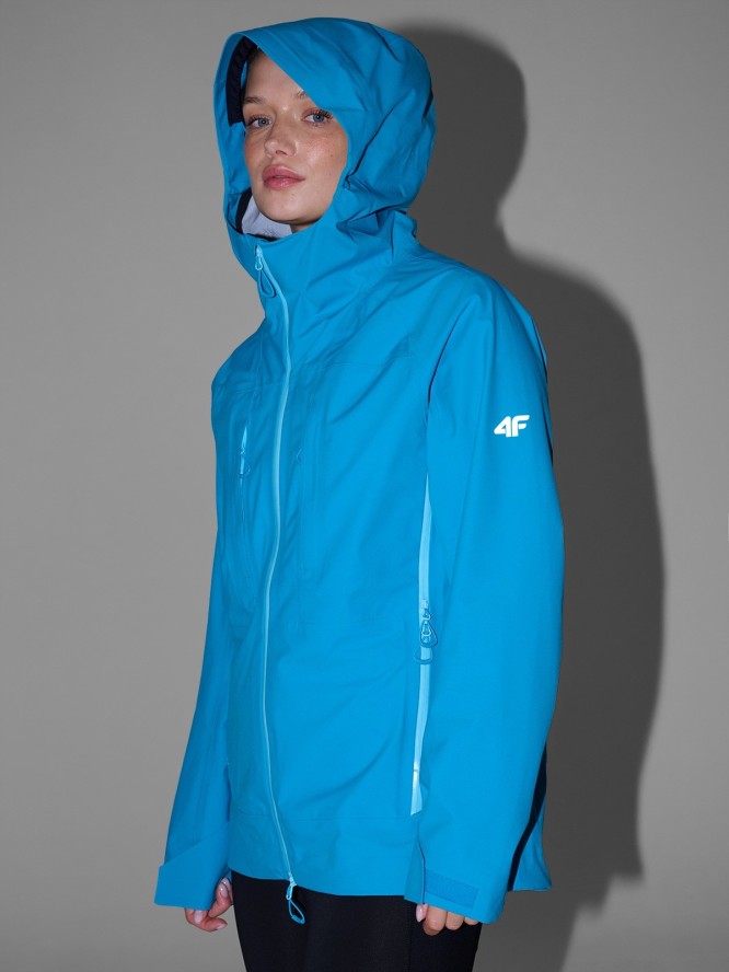 4F Kurtka trekkingowa przeciwdeszczowa membrana 20000+ damska - niebieska S