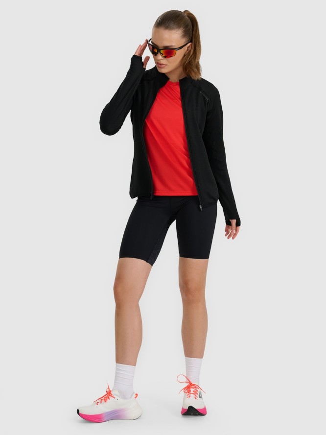 4F Bluza do biegania regular szybkoschnąca damska - czarna XS