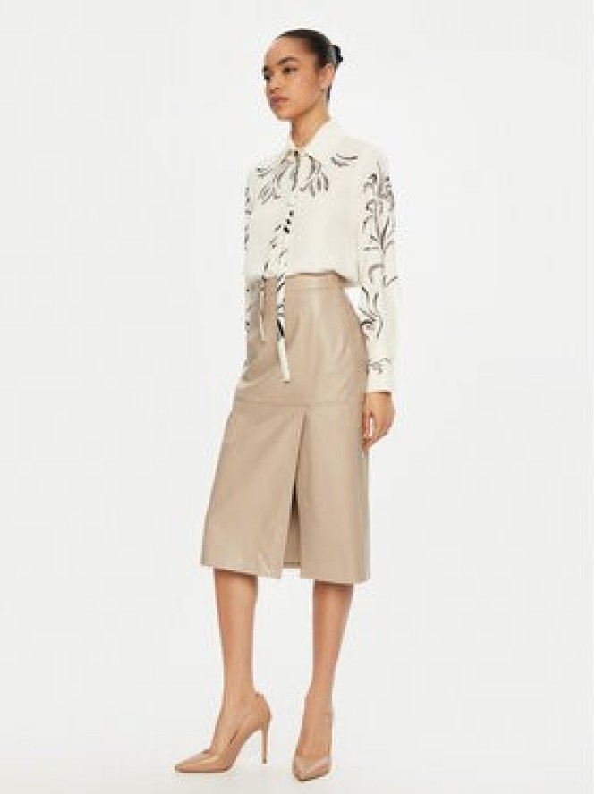 Marella Spódnica skórzana Bambino 2513401011 Écru Regular Fit