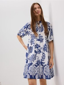 Wzorzysta sukienka - niebieski