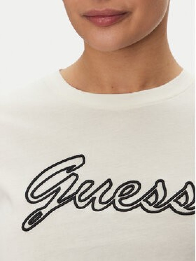 Guess T-Shirt V5GI02 K9RM1 Écru Slim Fit