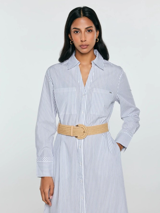 Sukienka damska midi koszulowa jasnoniebieska Merinsa 400