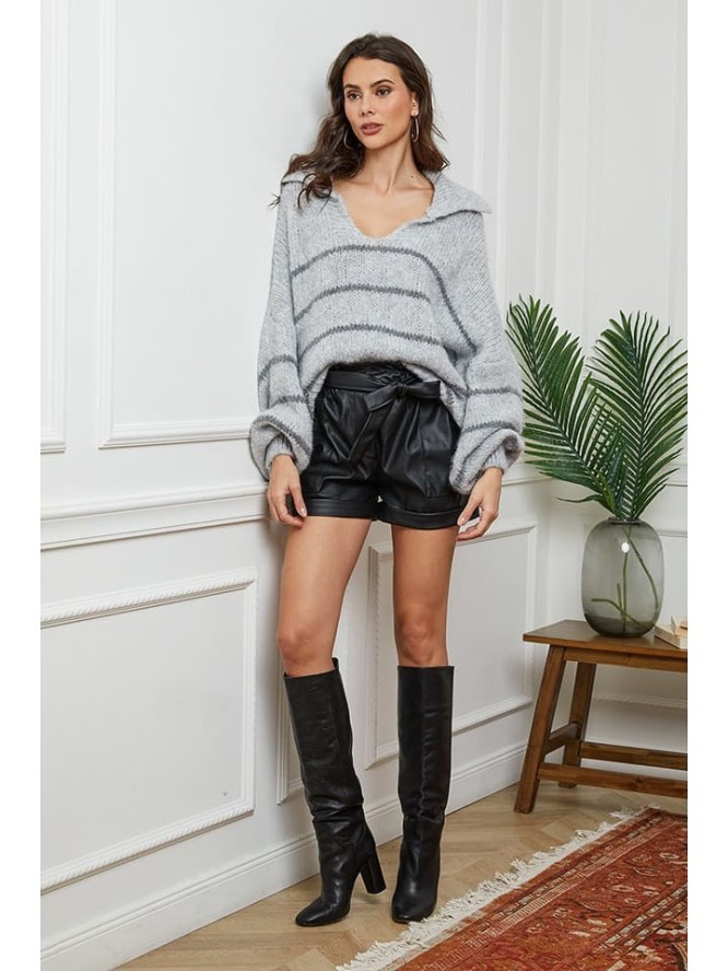 So Cachemire Sweter "Althena" w kolorze jasnoszaro-granatowym rozmiar: L