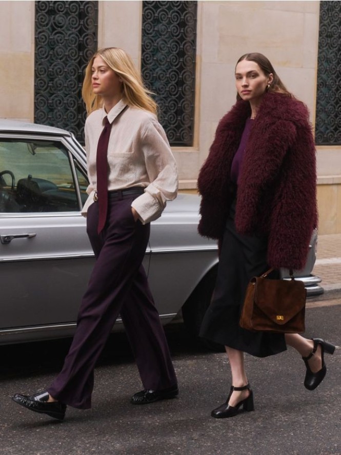 Kurtka z imitacji futra - burgundowy