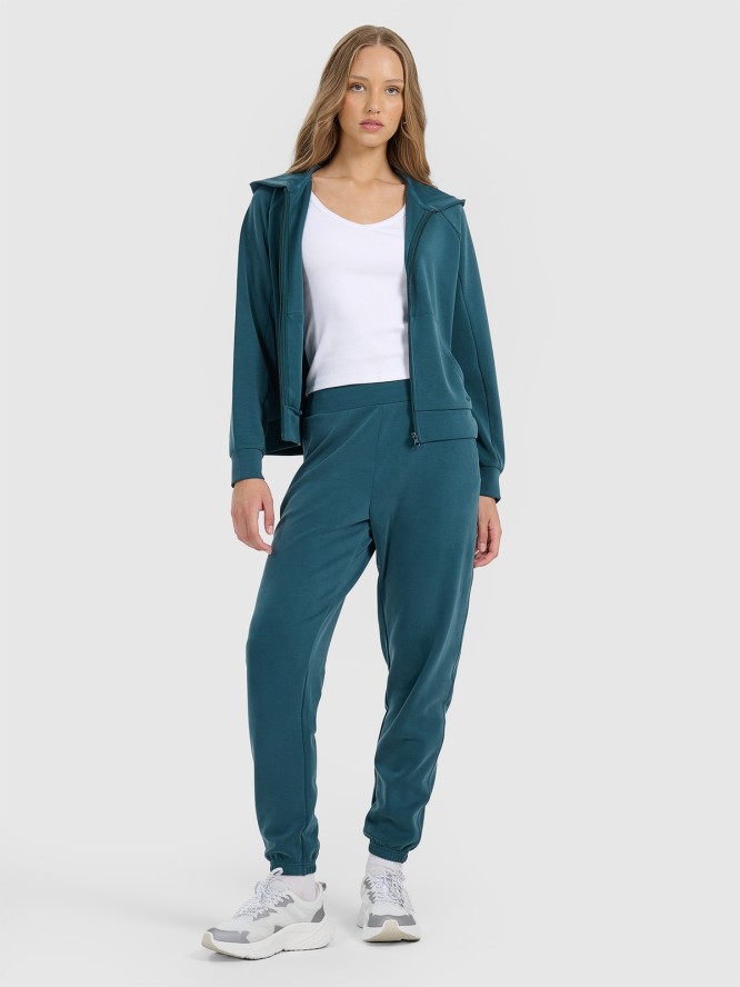 4F Bluza dresowa rozpinana z modalem damska - turkusowa S