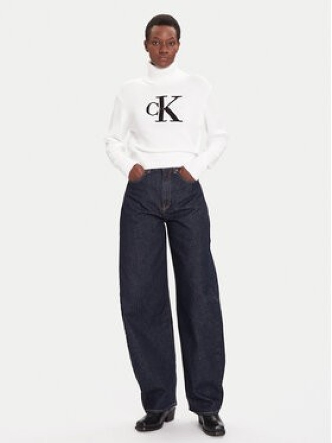 Calvin Klein Jeans Golf Chenille LV047D354G Biały Relaxed Fit