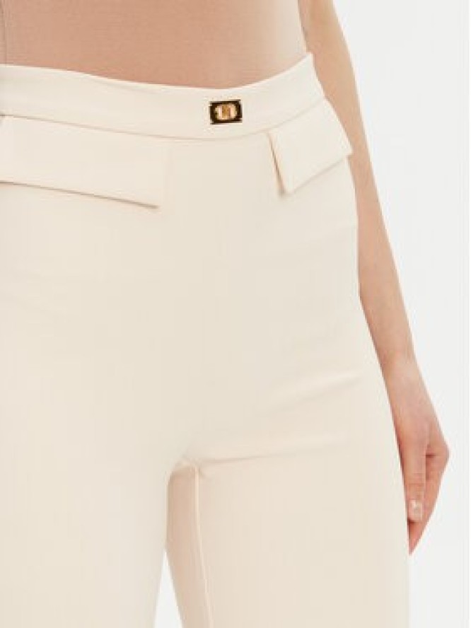 Elisabetta Franchi Spodnie materiałowe PA-077-51E2-V320 Écru Regular Fit