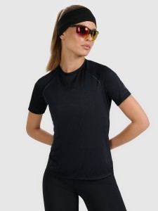 4F Koszulka do biegania regular szybkoschnąca damska - czarna XS