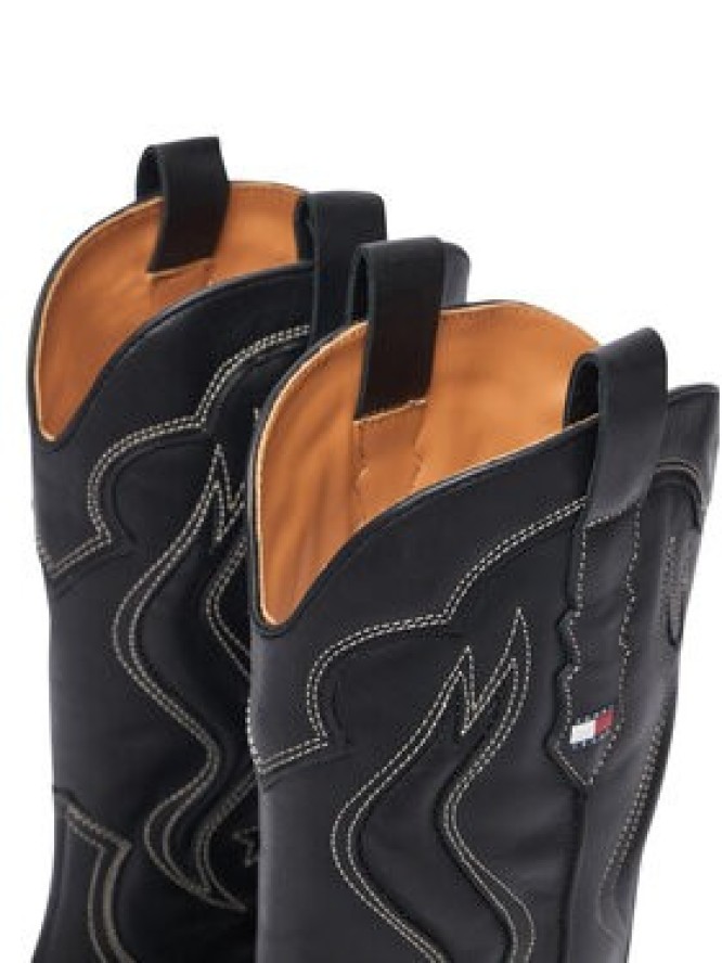 Tommy Jeans Kowbojki Archive Cowboy Boot Leather EN0EN03046 Czarny