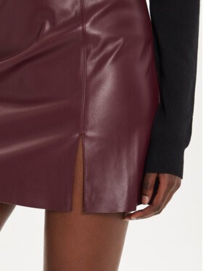 Noisy May Spódnica z imitacji skóry Clara 27021277 Bordowy Regular Fit