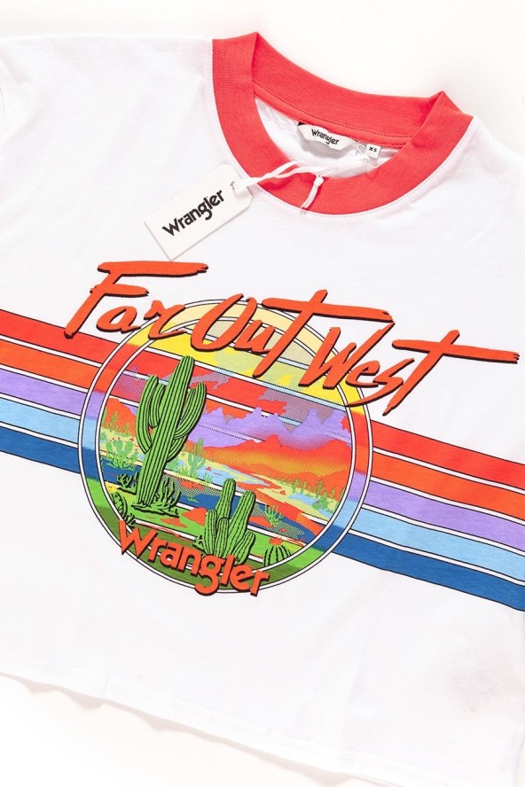 WRANGLER T SHIRT DAMSKI T-SHIRTS CROP 80´S TEE WH W7013EV12 112130880
