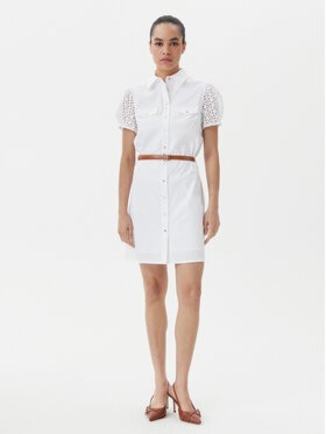 Fracomina Sukienka koszulowa FR25SD1009W682V8 Biały Slim Fit