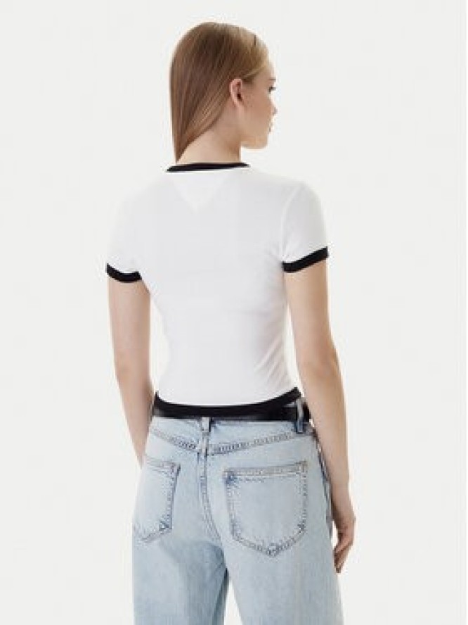 Tommy Jeans T-Shirt Badge DW0DW22575 Écru Slim Fit