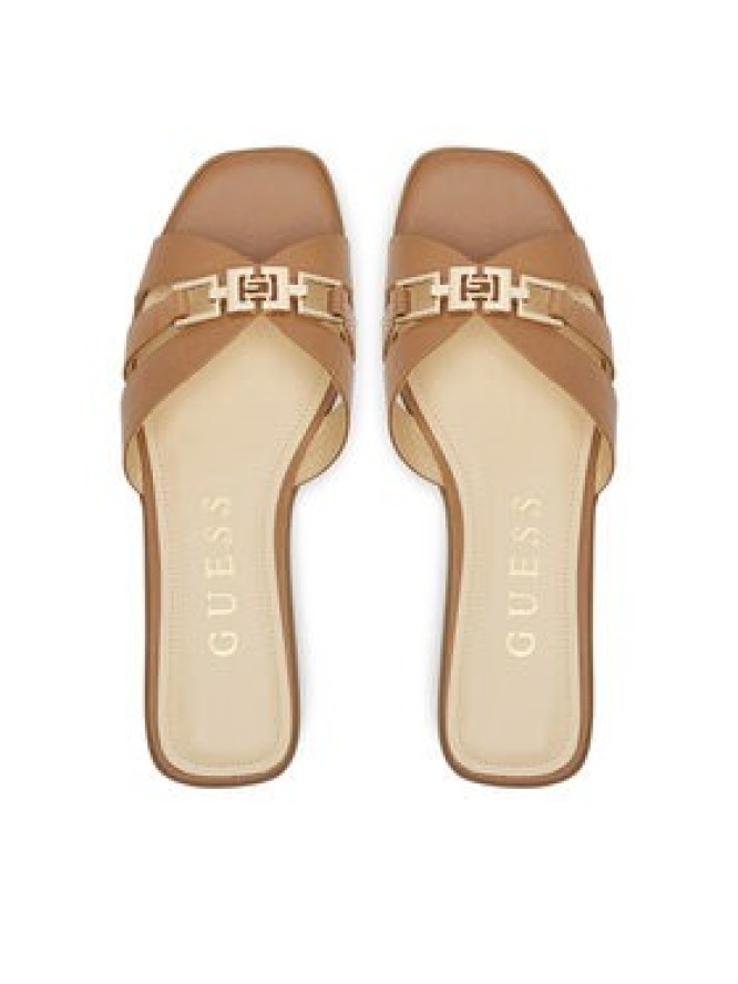 Guess Klapki FLJRLL LEA19 Brązowy