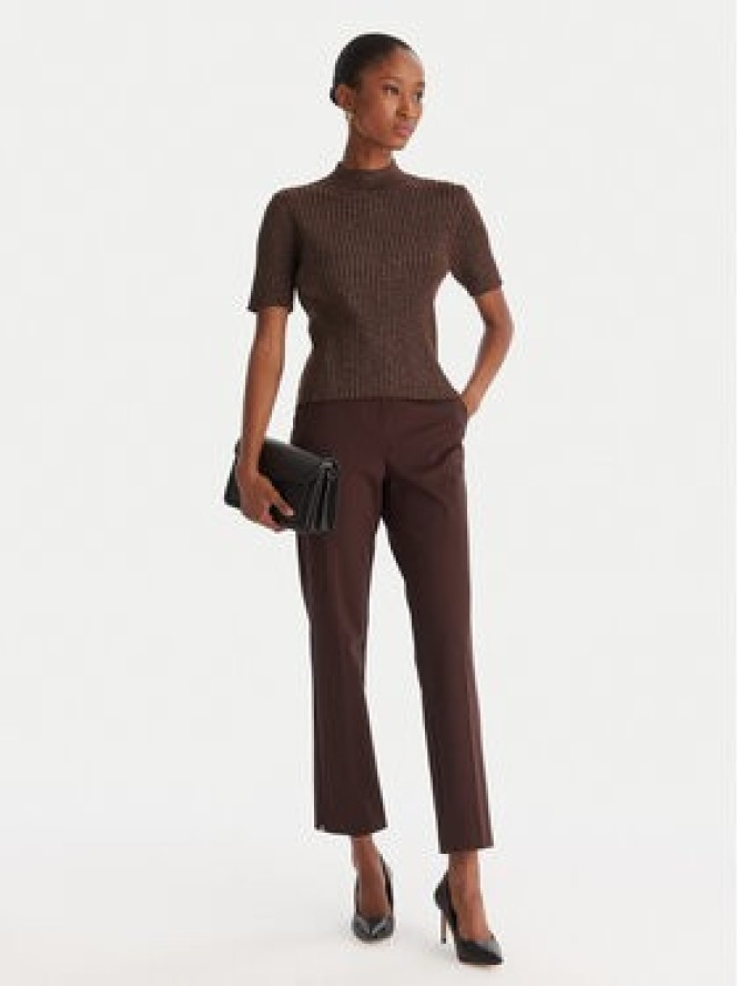 ACCESS FASHION Sweter 54-8046 Brązowy Slim Fit