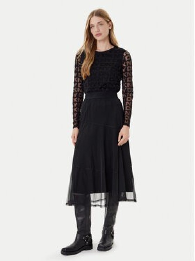 DKNY Bluzka P53HFWMF Czarny Regular Fit