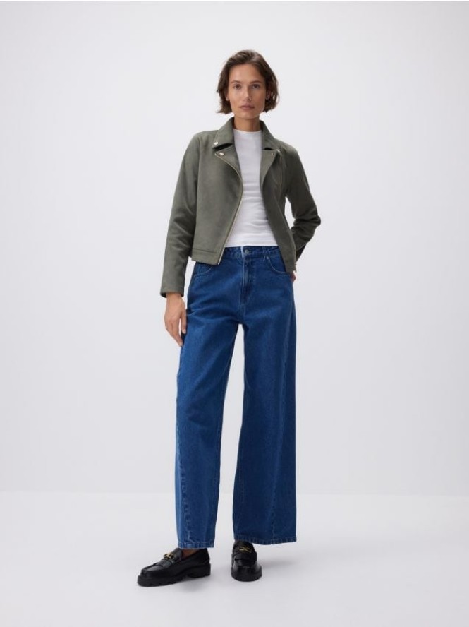 Ramoneska z imitacji zamszu - zielony