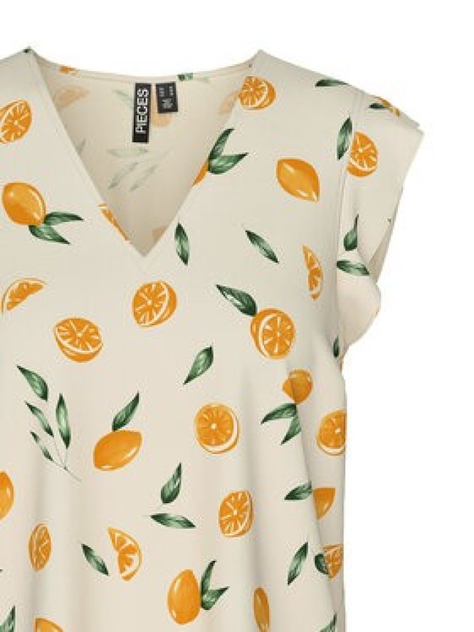 Pieces Bluzka Nya 17147804 Écru Regular Fit