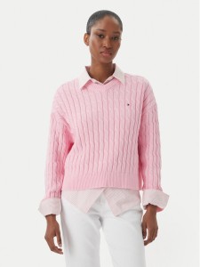 Tommy Hilfiger Sweter WW0WW48433 Różowy jasny Regular Fit
