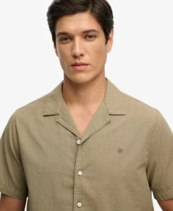 superdry Koszula Cabana z krótkim rękawem Light Khaki Green 100% bawełna