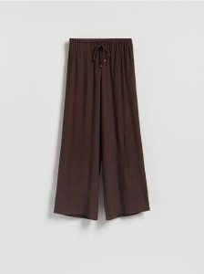 Luźne spodnie z wiskozą - ciemnobrązowy