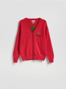 Kardigan z wełną - bordowy