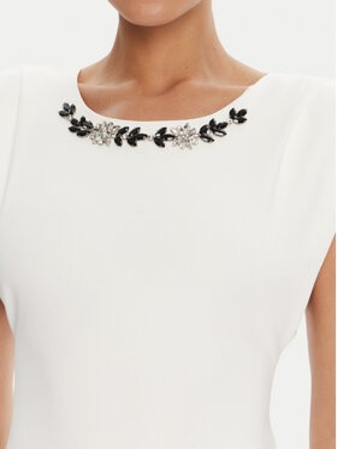 Rinascimento Sukienka koktajlowa CFC0020043002 Biały Slim Fit