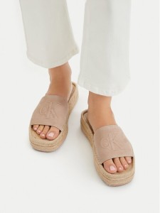 Calvin Klein Espadryle Flatf Espa Mule Nub Mg HW0HW02890 Beżowy