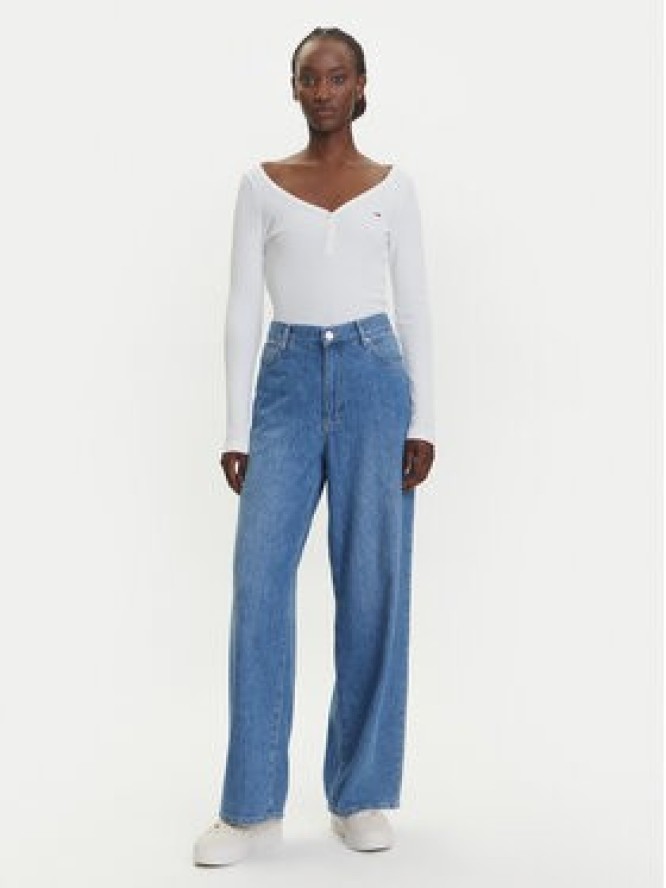 Tommy Jeans Bluzka Henley DW0DW20903 Biały Slim Fit