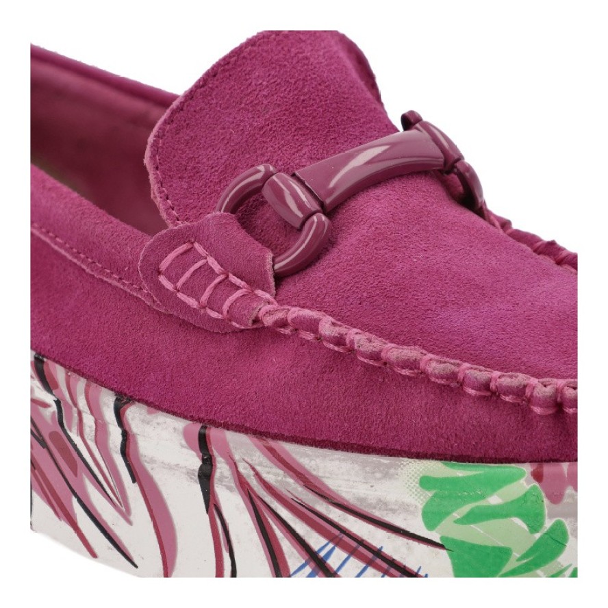 Różowe Półbuty Filippo Mokasyny Damskie Z Wzorzystą Podeszwą