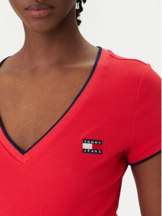 Tommy Jeans T-Shirt DW0DW22275 Czerwony Slim Fit