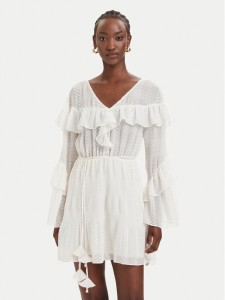 Guess Sukienka koktajlowa W6GK72 W1992 Kremowy Regular Fit