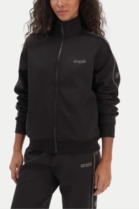 GUESS Czarna rozpinana bluza damska z lamapsami i cyrkoniami Octavia, Rozmiar L