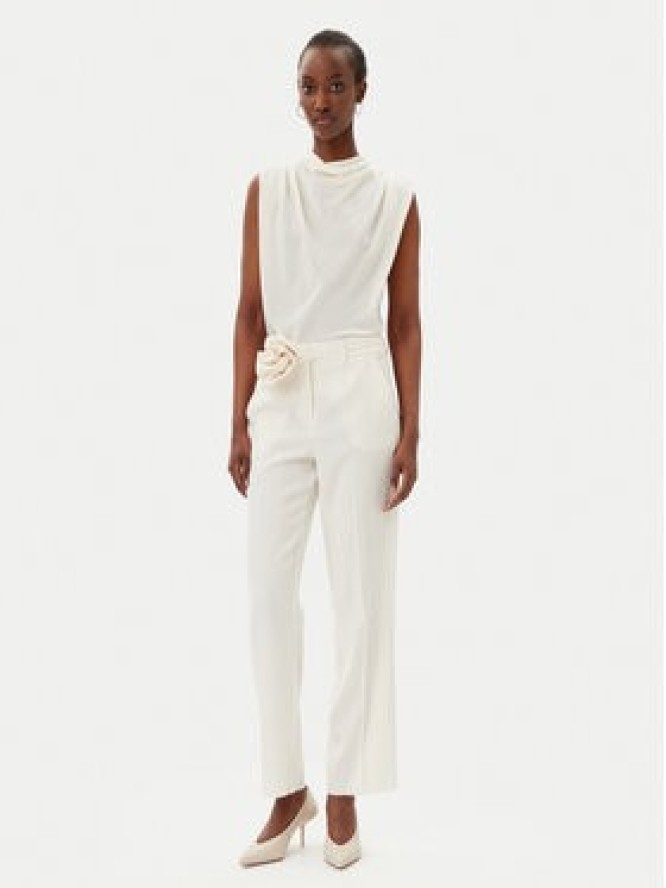 Marella Spodnie materiałowe Lello 2513131152200 Biały Regular Fit