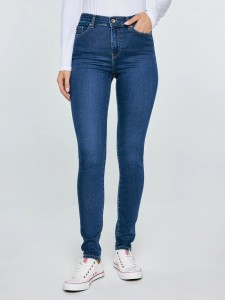 Jeansy damskie skinny z wysokim stanem granatowe Clara 658