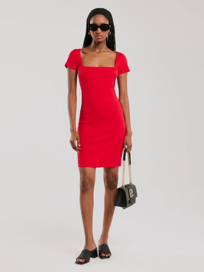 Sukienka damska mini w prążek czerwona Felice 603